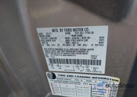 2011 Ford F-150 Xlt z USA, uszkodzony, nr VIN 1FTFW1CF4BFB68707